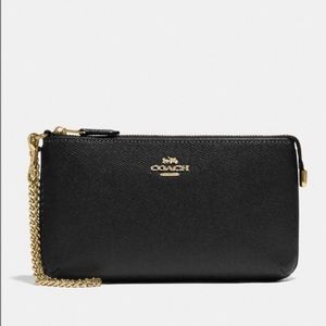 Black Pebble Leather Coach Wristlet